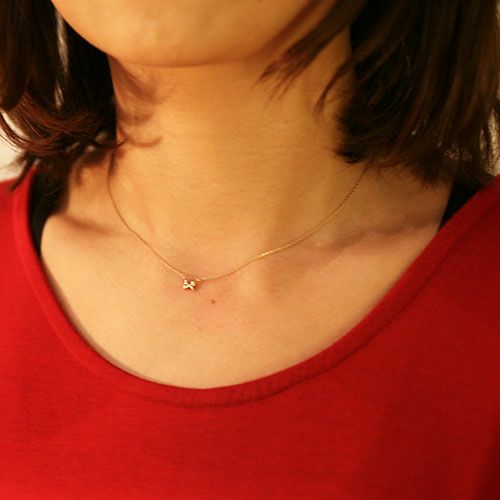 Minnie Ribbon Necklace - 10K Yellow Gold