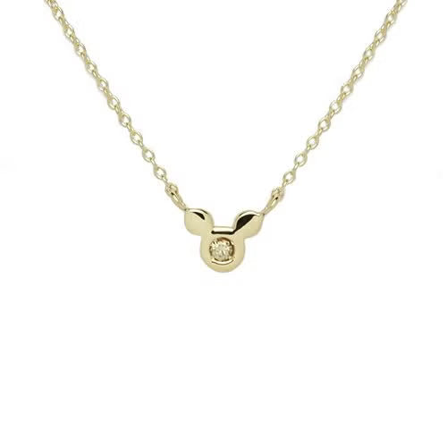 Mickey Mouse Brown Diamond Necklace - 10K Yellow Gold