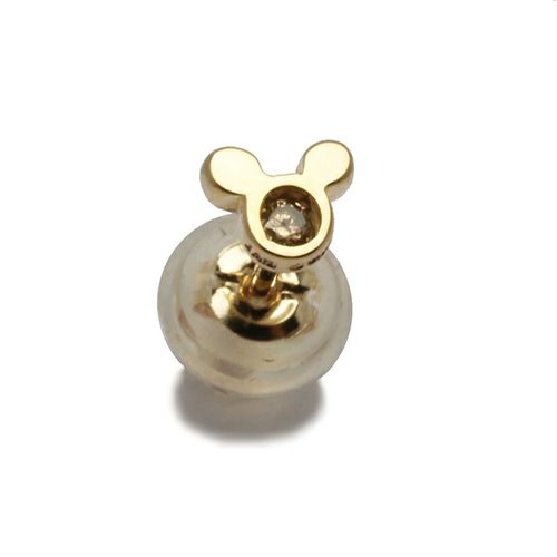 米奇老鼠棕色鑽石耳環 - 10K黃金(雙耳)