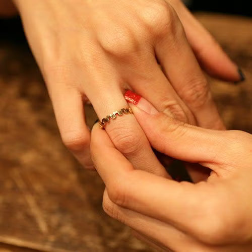 米奇棕色鑽石戒指 - 10K黃金