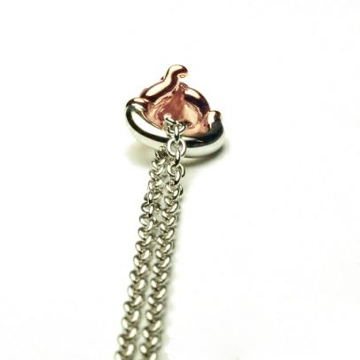 米奇和米妮握手项链 - 粉金