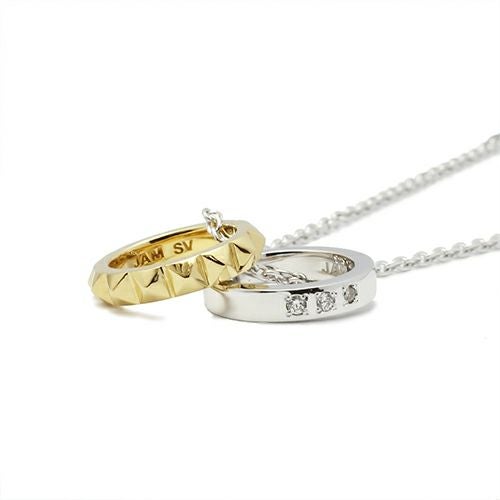 Studded Double Love Baby Ring Necklace – Gold & Silver