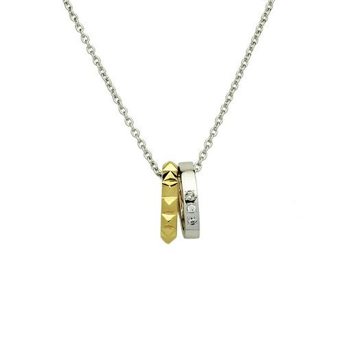 Studded Double Love Baby Ring Necklace – Gold & Silver