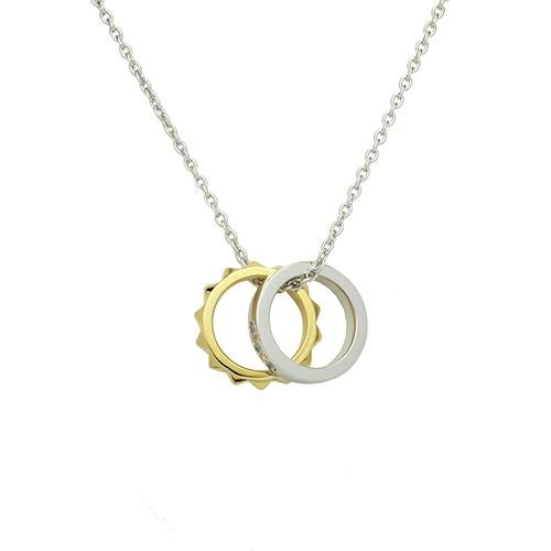 Studded Double Love Baby Ring Necklace – Gold & Silver