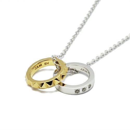 Studded Double Love Baby Ring Necklace – Gold & Silver