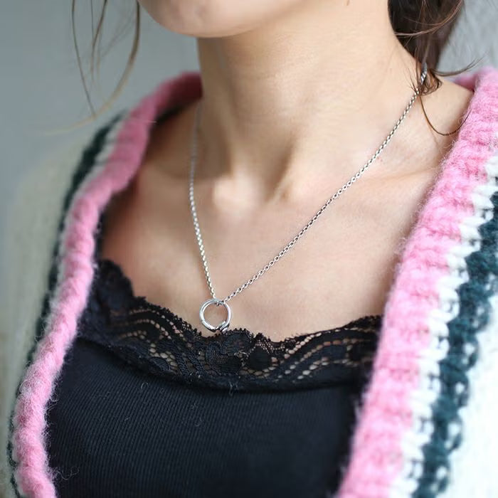 Safety Pin Necklace / Matching Necklace - Silver
