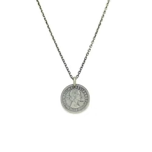 Vintage Sixpence Coin Necklace - Silver