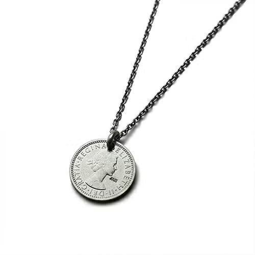 Vintage Sixpence Coin Necklace - Silver