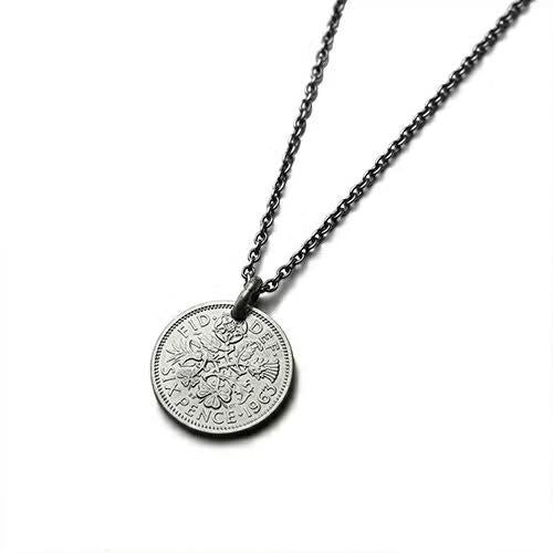 Vintage Sixpence Coin Necklace - Silver