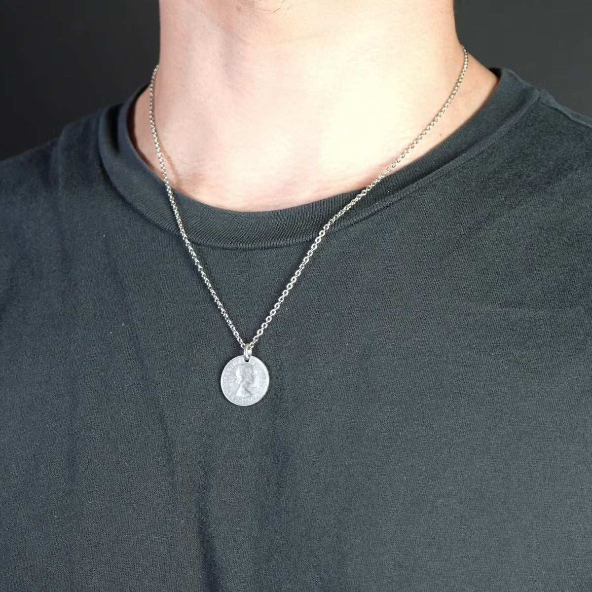 Vintage Sixpence Coin Necklace - Silver