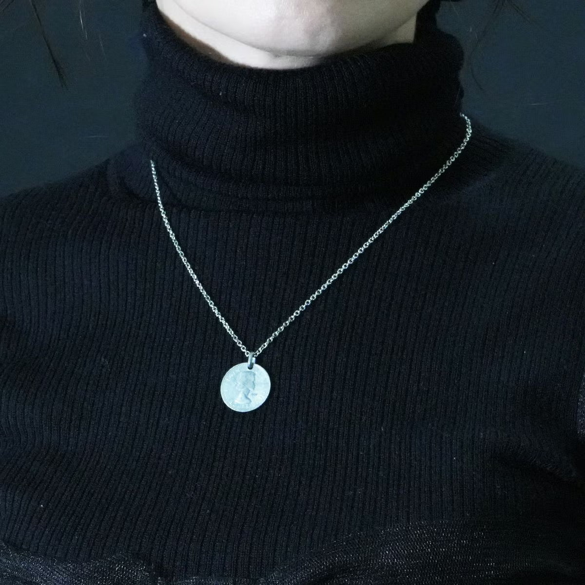 Vintage Sixpence Coin Necklace - Silver