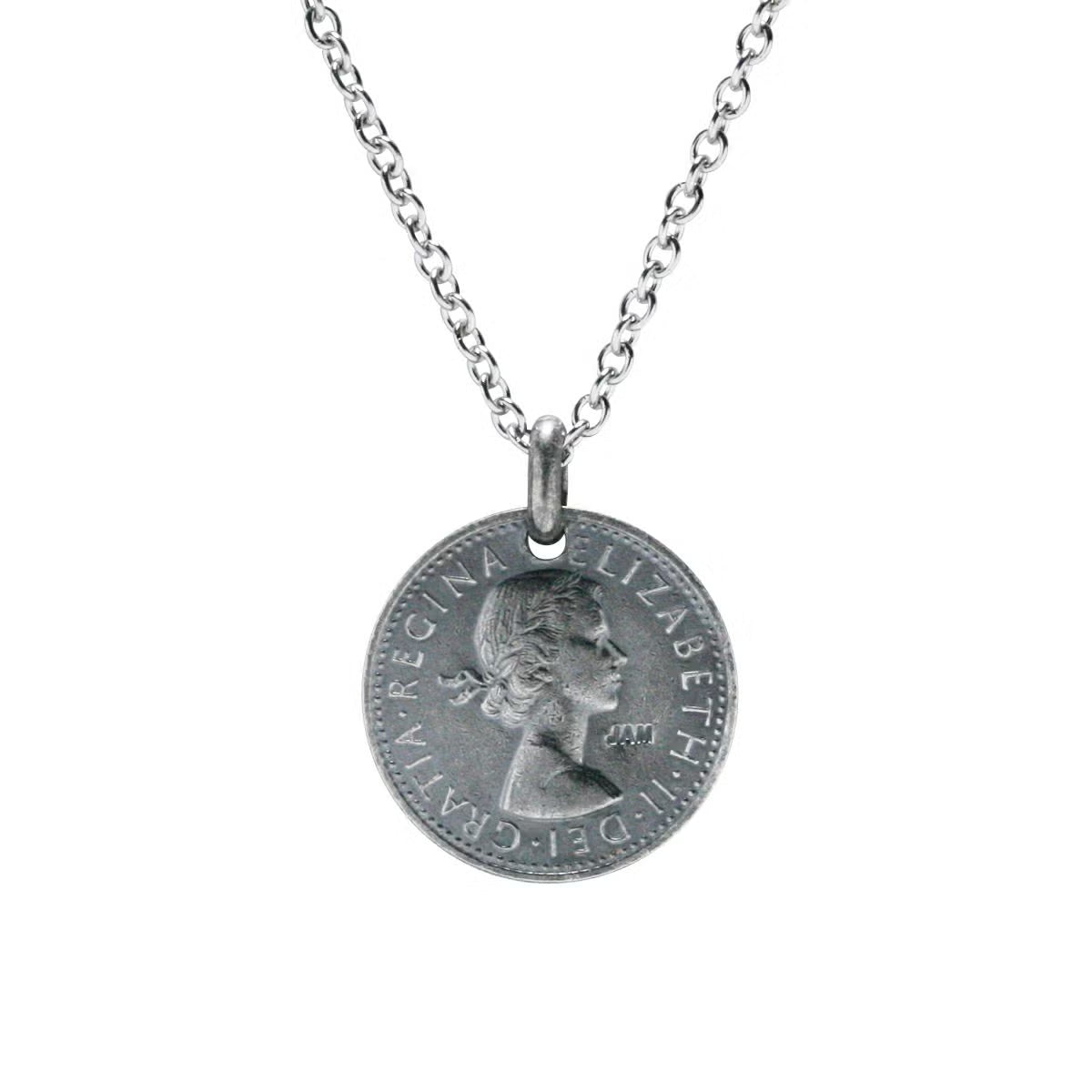 Vintage Sixpence Coin Necklace - Silver
