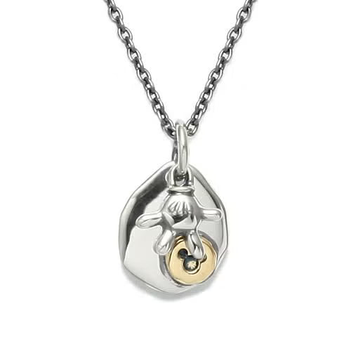 Mickey Mouse Hand & Plate Necklace
