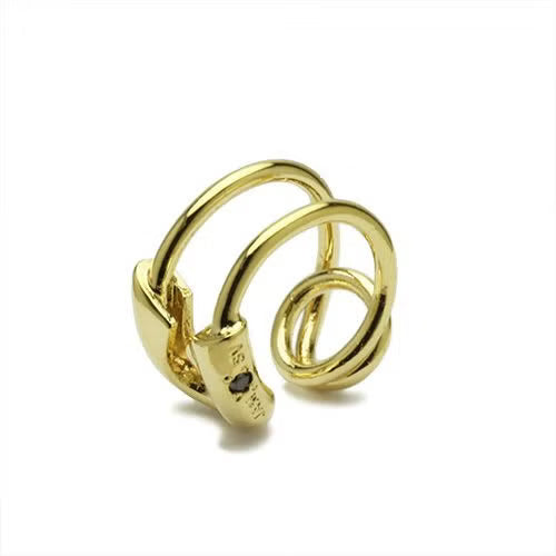 Safety Pin Diamond Ear Cuff - Gold (Single Ear)