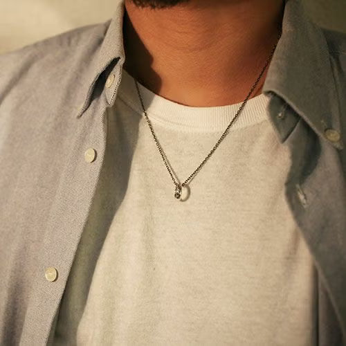 Round-Profile Ring Diamond Necklace - Silver