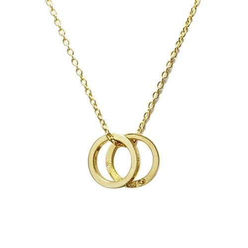 Flat Double Diamond Necklace - Gold