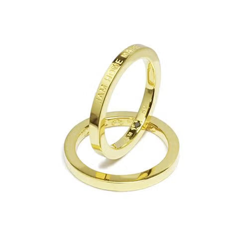Flat Double Diamond Ring (Size S) - Gold