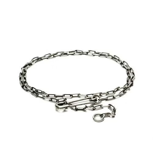 Safety Pin Long Azuki Chain Diamond Necklace S - Silver (Smoked Finish)