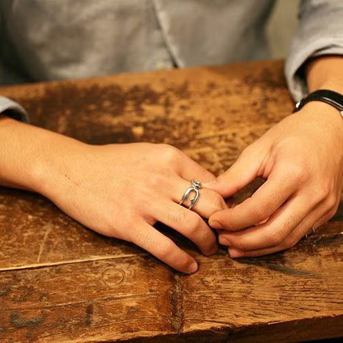 Safety Pin Ring M - Silver (Smoked Finish)