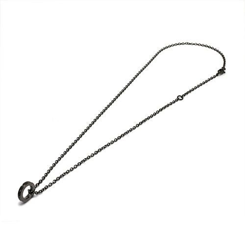 Flat-Band Diamond Star Necklace - Black