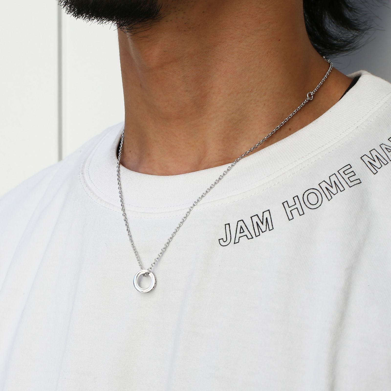 Flat-Band Diamond Star Necklace - Silver