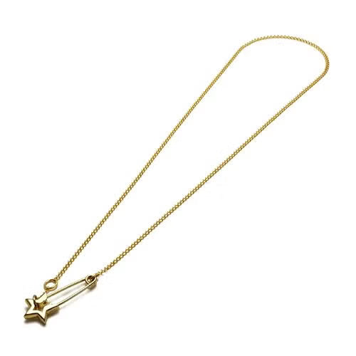 Star & Safety Pin Necklace - Gold