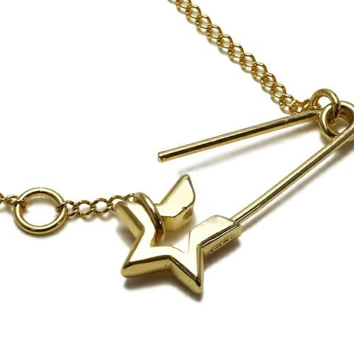 Star & Safety Pin Necklace - Gold
