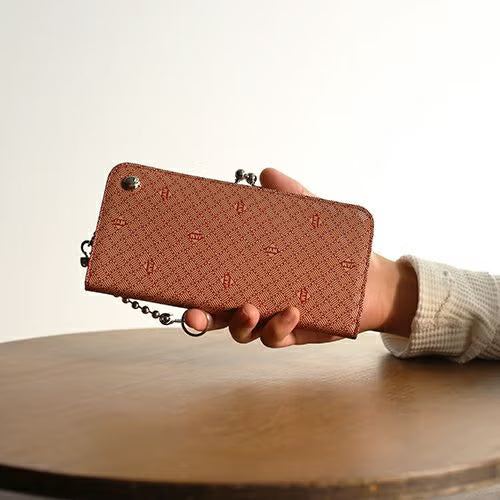 Inden - Inden-ya Clasp Purse Long Wallet, RED x WHITE, Mukyo Pattern