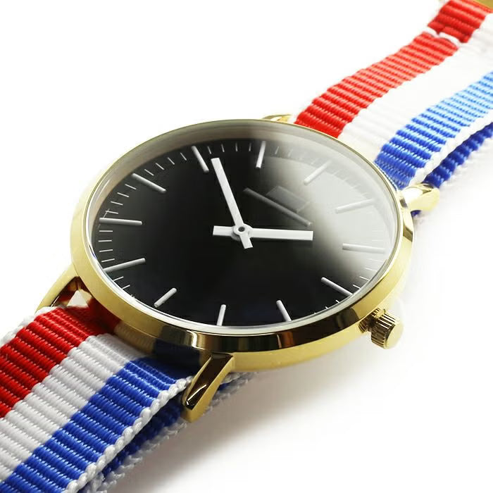 Jam Watch Type 3 Gold/Black - NATO Strap (Tricolor) - / Wristwatch/Pair Watch