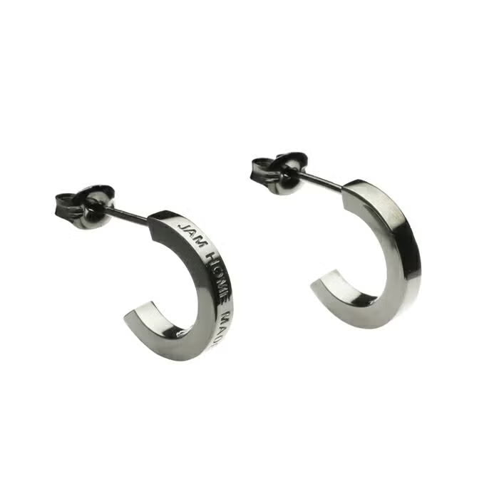 Flat Double Diamond Earrings - Black / Pair