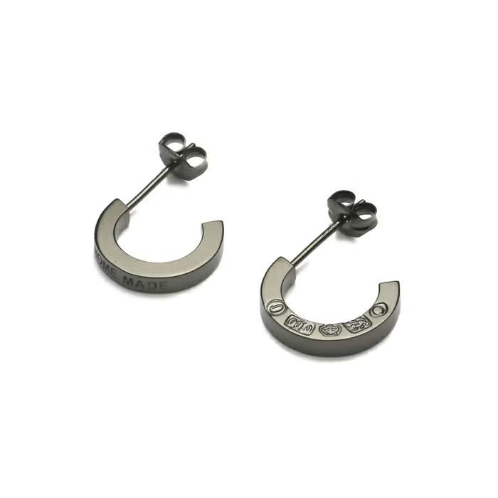 Flat Double Diamond Earrings - Black / Pair