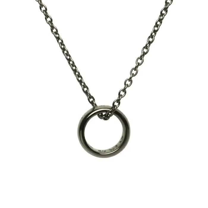 Round-Profile Ring Diamond Necklace - Black