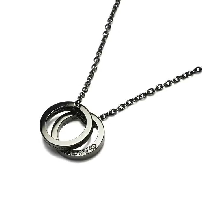 Flat Double Diamond Necklace - BLACK
