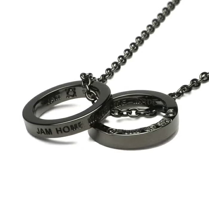 Flat Double Diamond Necklace - BLACK