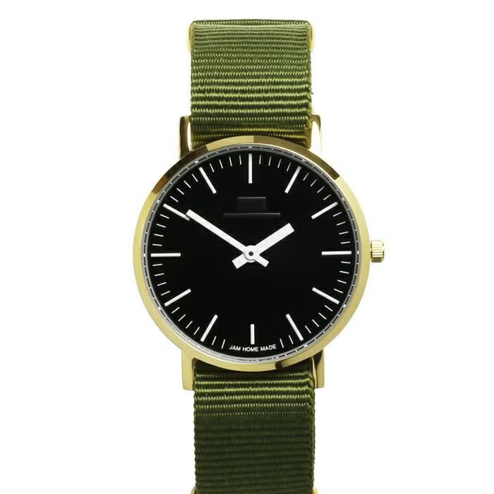Jam Watch Type 3 Gold/Black - NATO Strap (Olive) - / Wristwatch/Pair Watch