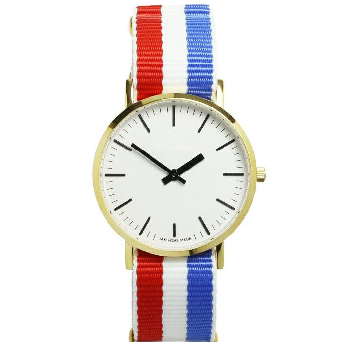 Jam Watch Type 3 Gold/White - NATO Strap (Tricolor) - / Wristwatch/Pair Watch