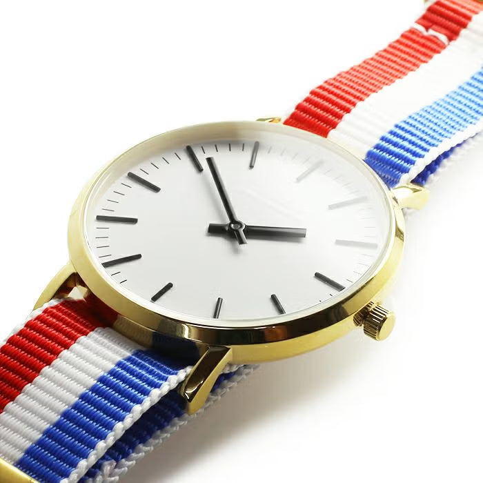 Jam Watch Type 3 Gold/White - NATO Strap (Tricolor) - / Wristwatch/Pair Watch