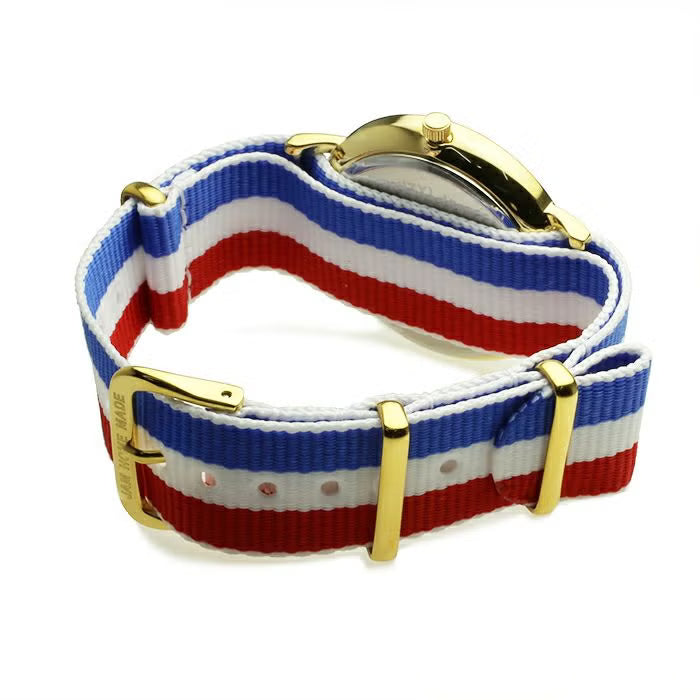 Jam Watch Type 3 Gold/White - NATO Strap (Tricolor) - / Wristwatch/Pair Watch