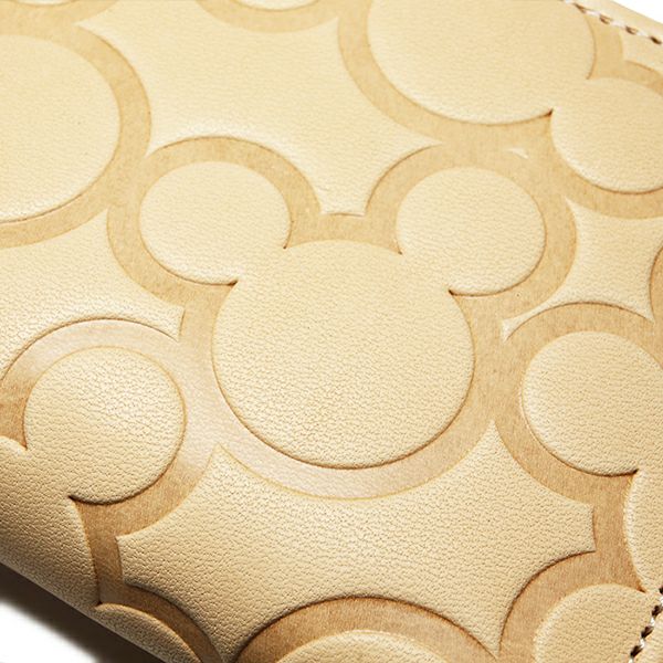 Mickey Mouse Big Icon Zipper Long Wallet/Long Wallet - Natural Leather -