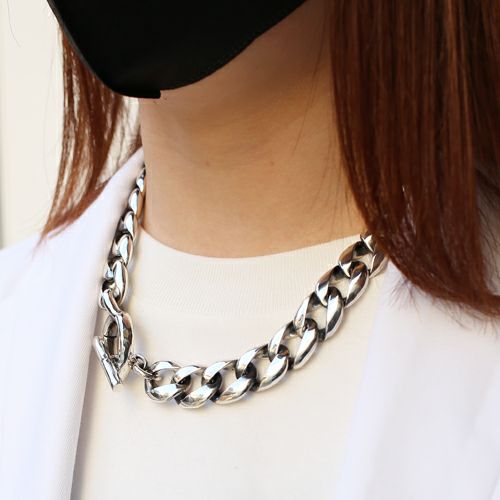 Classic Necklace: Curb Chain – Black Diamond – 50cm
