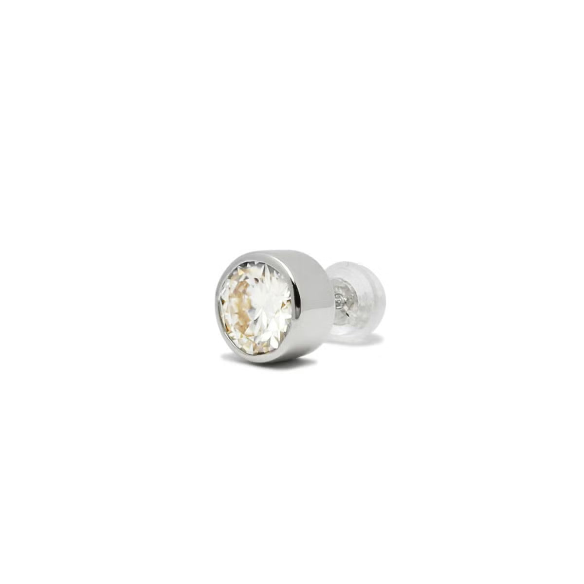 Modern Moissanite Earrings 6.5mm - Silver / Single Ear