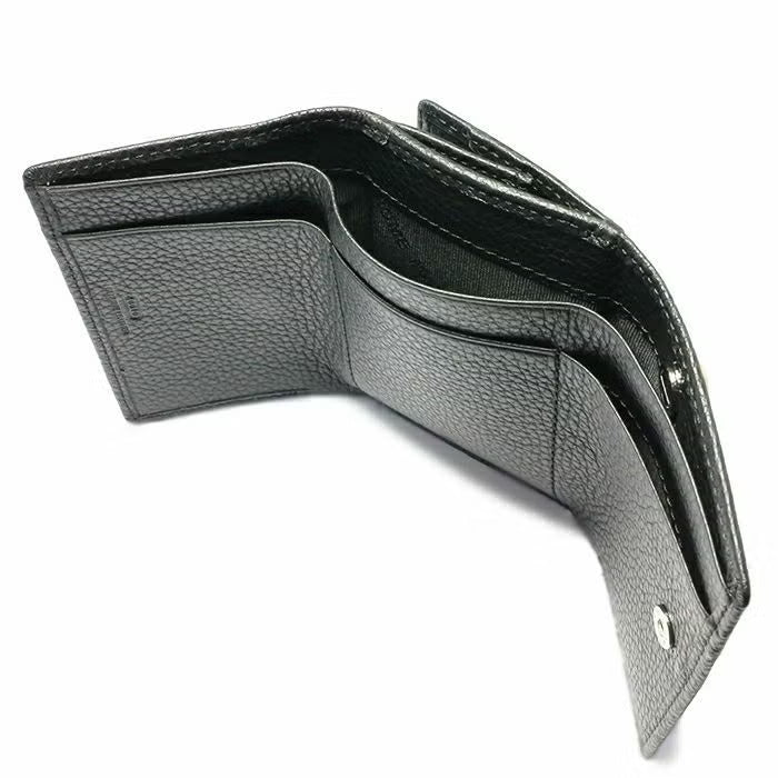 Cowhide Leather REIWA Compact Mini Wallet Oval Tri-fold Wallet / Fragment Case
