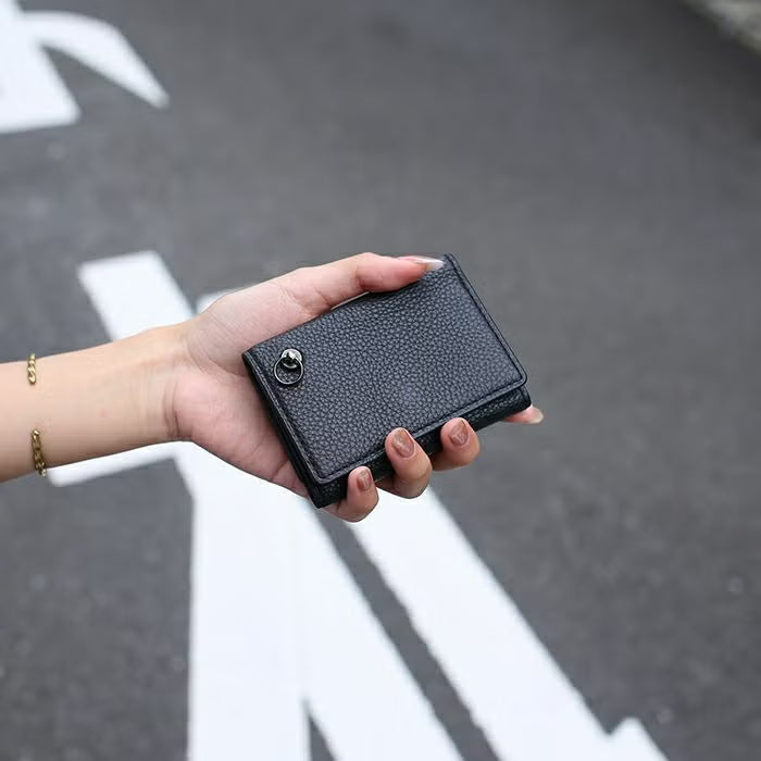 Cowhide Leather REIWA Compact Mini Wallet Eyelet Tri-fold Wallet / Fragment Case