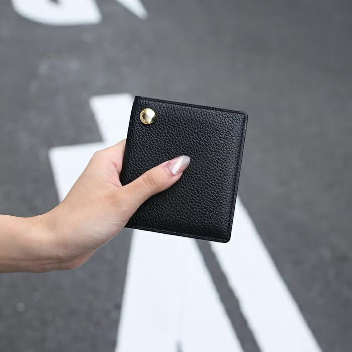 Cowhide Leather REIWA Compact Mini Wallet Oval Bi-fold Wallet / Fragment Case