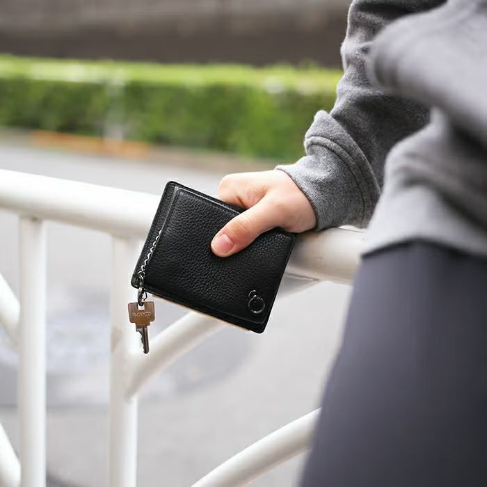 Cowhide Leather REIWA Compact Mini Wallet Oval Mini Wallet / Fragment Case