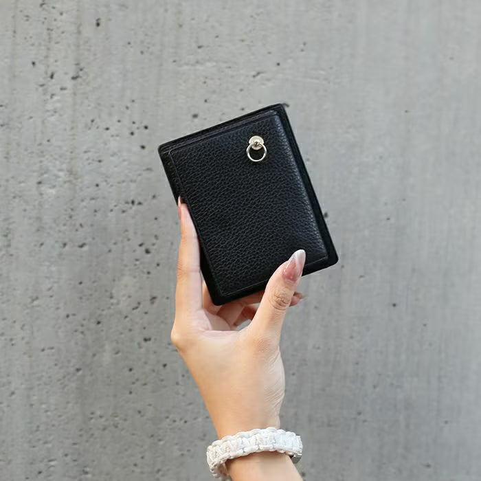 Cowhide Leather REIWA Compact Mini Wallet Eyelet Mini Wallet / Fragment Case