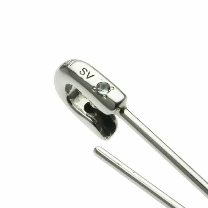 Birthstone Safety Pin Earring M - Silver (Single Ear)