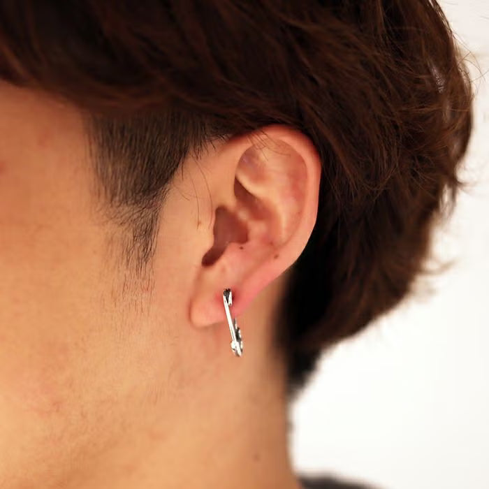 生日石別針耳環 S - 銀色(單隻)