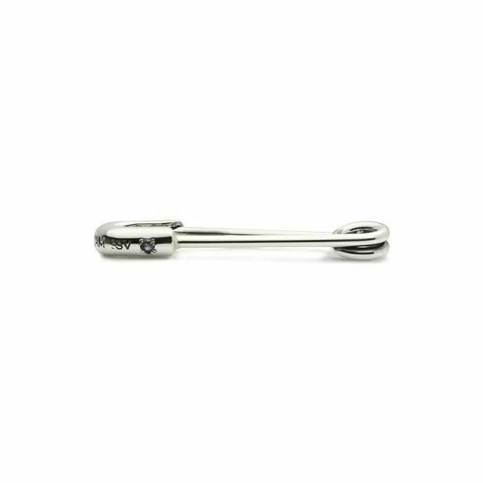 Birthstone Safety Pin Earring XS - Silver (Single Ear)