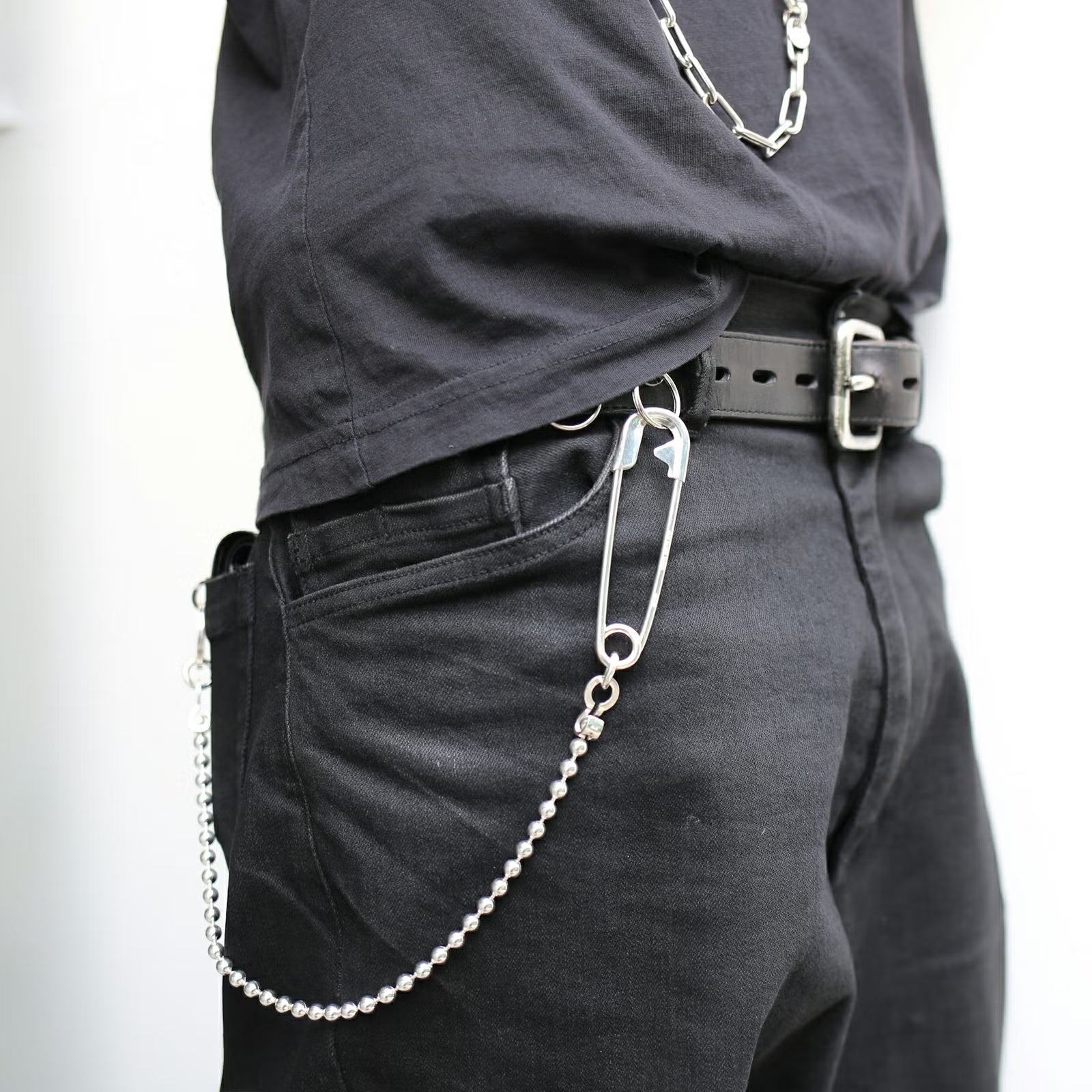 安全別針球形錢包鏈 M - 925 銀